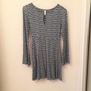 Blue patterned skater dress